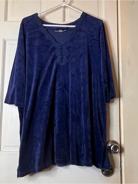 Woman Within Navy Velour Tunic Top 18/20 L